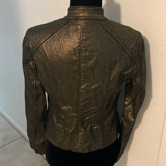 WHITE HOUSE BLACK MARKET | Coated Metallic Gold Band Jacket SOLD OUT Size 2 - Picture 9 of 9